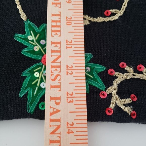 Design Options Holly Berry Cardigan Beaded Sequin Holiday Sweater Womens Sz XL - Picture 12 of 12